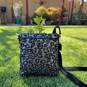 COACH Ocelot Metallic Fabric Leopard Print Crossbody Bag
